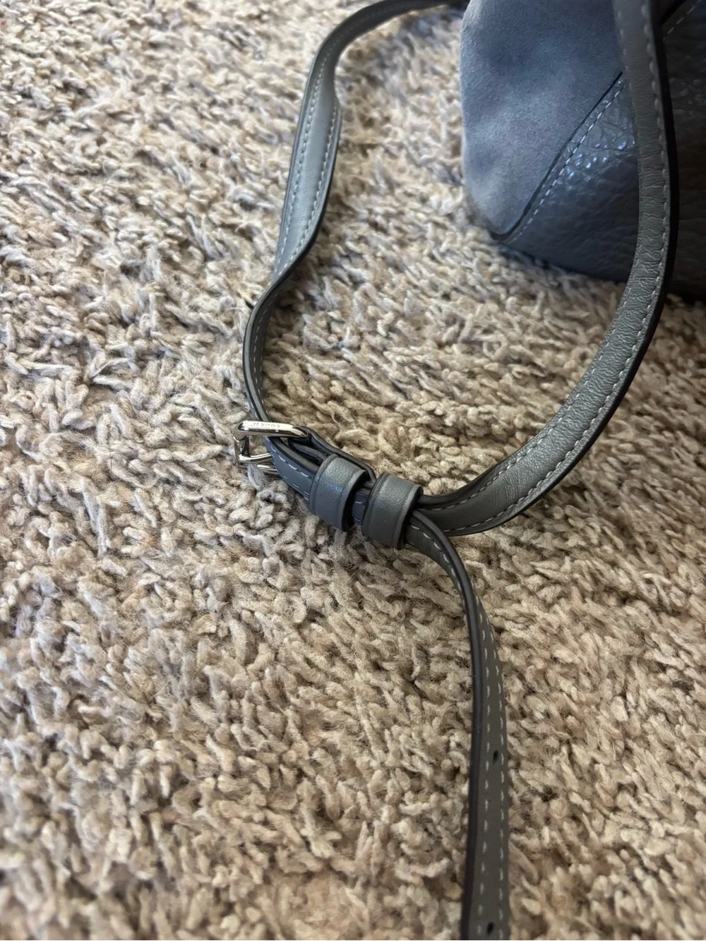 Coach Gray Pebbled Leather Shoulder Bag with Crossbody Strap